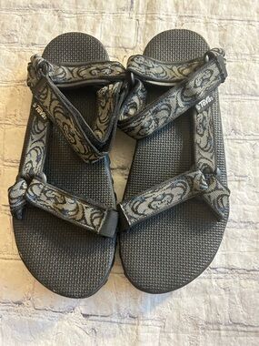 TEVA ORIGINAL HURRICANE OUTDOORS STRAPY PATTERNED TRAIL MEN’S SANDALS SIZE 10